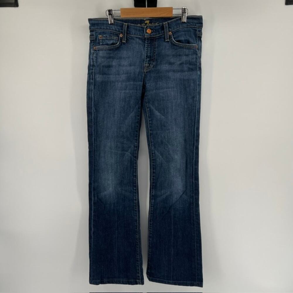 7 For All Mankind Denim Bootcut Low Rise Jeans Womens 28 Y2K Stretch USA Dark